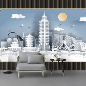 Tranh dán tường 3D kiến trúc thành phố TDT877