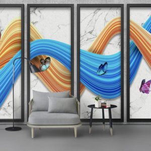 Tranh dán tường trừu tượng 3D đàn bướm sắc màu TDT876