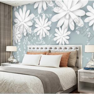 Tranh dán tường 3D hoa cúc trắng TDT968