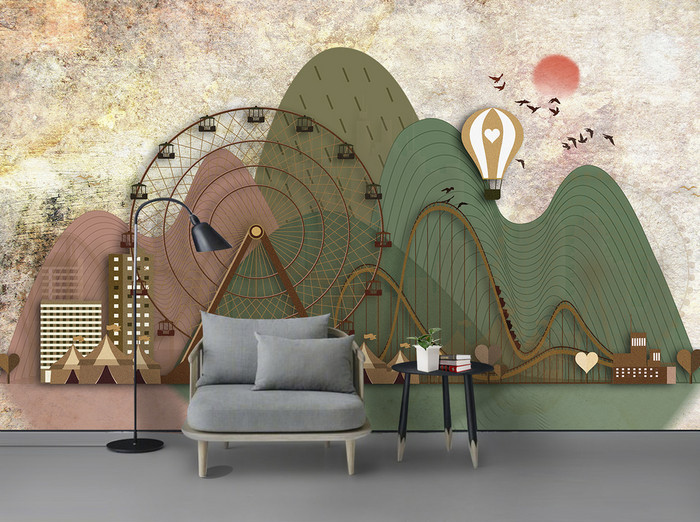 Tranh dán tường 3D vòng quay mặt trời TDT874 1 20n888piCMpi