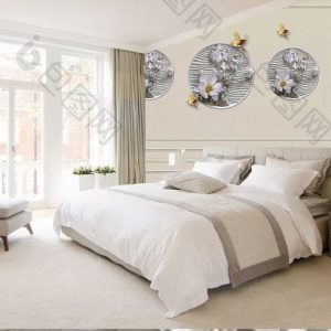 Tranh dán tường 3D hoa và chim vàng TDT966