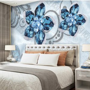 Tranh dán tường 3D hoa kim cương xanh TDT967
