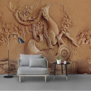 Tranh dán tường 3D giả gỗ TDT860