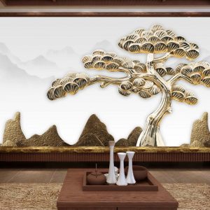 Tranh dán tường 3D cây ánh vàng TDT855