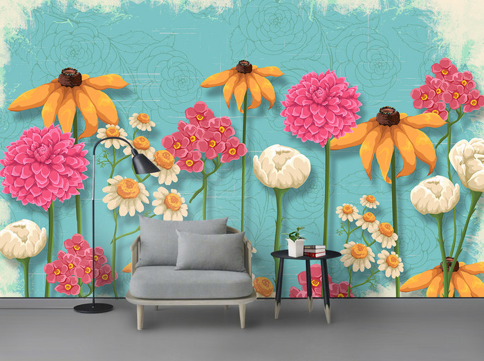 Tranh dán tường 3D hoa cúc vàng TDT856 1 21p888piCwKB