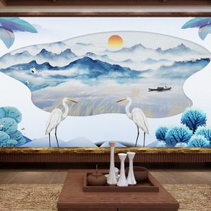 Tranh dán tường phong cảnh sông nước TDT854