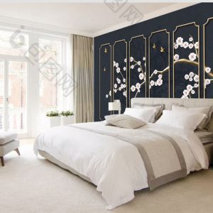 Tranh dán tường 3D cành hoa đào trắng TDT959