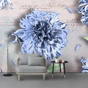 Tranh dán tường hoa cúc xanh cổ điển TDT841