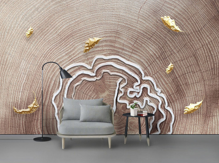 Tranh dán tường 3D lá vàng TDT843 1 22d888piCI3i