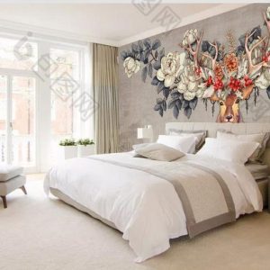 Tranh dán tường trừu tượng hươu sừng hoa TDT953