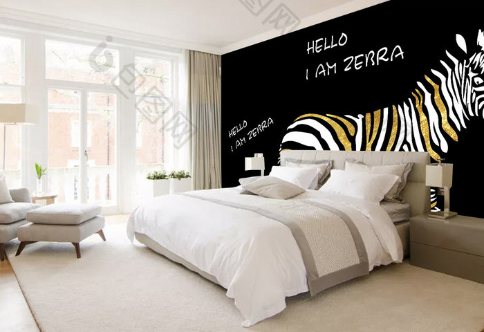 Tranh dán tường trừu tượng ngựa vằn TDT952 1 24r888piCDHu