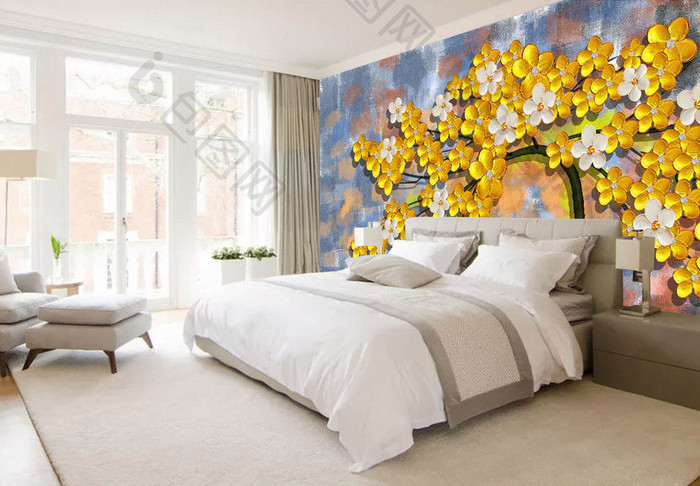 Tranh dán tường 3D cây hoa mai TDT835 1 26D888piCwPu