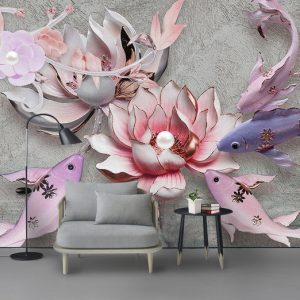 Tranh dán tường 3D hoa sen TDT831
