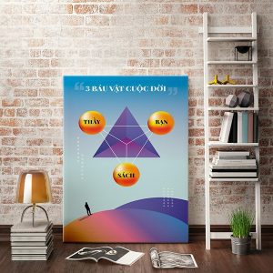 Tranh văn phòng 3 báu vật cuộc đời: thầy, bạn, sách VP01004