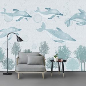 Tranh dán tường đàn cá heo TDTA056