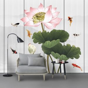 Tranh dán tường hoa sen và cá chép TDTA055