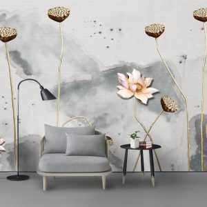 Tranh dán tường hoa sen nghệ thuật TDTA053