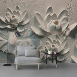Tranh dán tường hiệu ứng 3D hoa sen sứ TDTA050