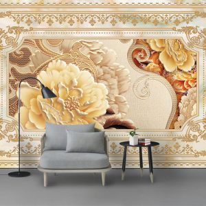 Tranh dán tường hoa mẫu đơn vàng TDTA040