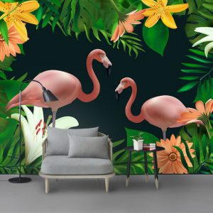 Tranh dán tường 3D chim hồng hạc TDTA025