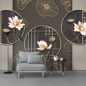 Tranh dán tường 3D nghệ thuật hoa sen TDTA035