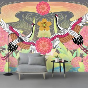 Tranh dán tường chim hạc nghệ thuật TDTA024