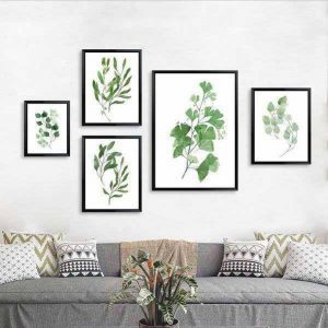 Bộ 5 tranh watercolor leaf Style Scandinavian MS058