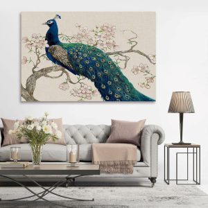 Tranh đơn nghệ thuật chim công xanh CV01007