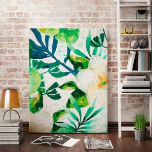 Tranh đơn vẽ sơn dầu lá xanh nghệ thuật CV01009