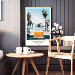 Tranh đơn chiếc oto màu cam CV01240