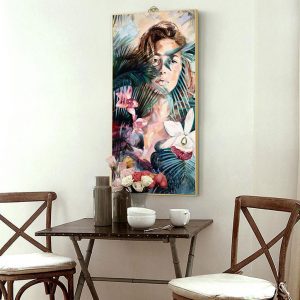 Tranh đơn nghệ thuật cô gái và hoa CV01013