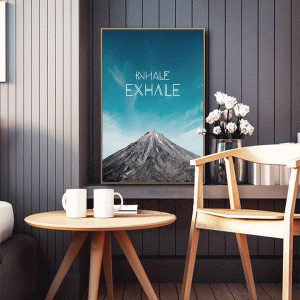 Tranh đơn ngọn núi và bầu trời xanh CV01236