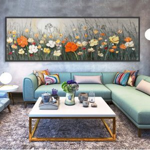 Tranh đơn vẽ sơn dầu cánh đồng hoa CV01063