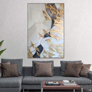 Tranh đơn trừu tượng đàn chim vàng CV01064