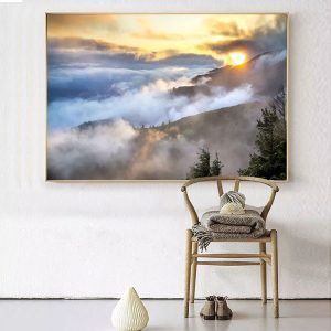 Tranh đơn phong cảnh hoàng hôn trên núi CV01076