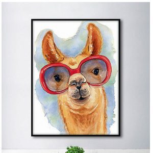 Tranh đơn vẽ hươu cao cổ đeo kính CV01096