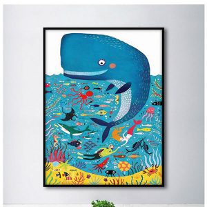 Tranh đơn vẽ cá voi xanh CV01097