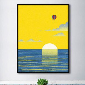 Tranh đơn bình minh trên biển CV01099