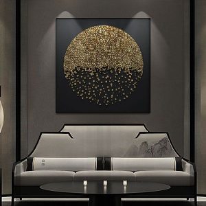 Tranh đơn trừu tượng vàng đen CV01171