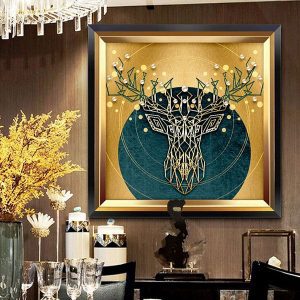 Tranh đơn trừu tượng đầu hươu vàng CV01176