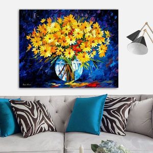 Tranh đơn bình hoa vàng CV01179