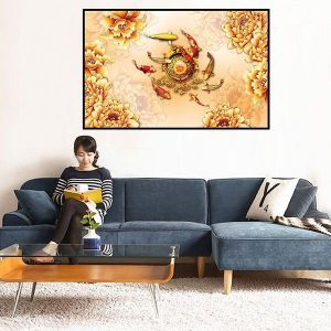 Tranh phong thủy cá chép vàng CV01208