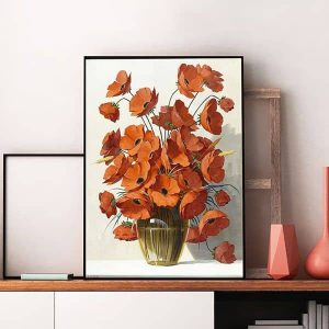 Tranh đơn bình hoa Poopy nâu CV01218