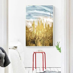 Tranh đơn trừu tượng tòa lâu đài vàng CV01221