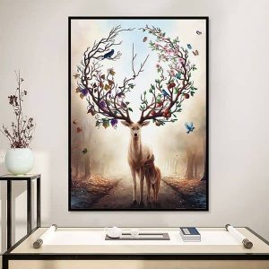 Tranh đơn trừu tượng hươu nâu CV01223
