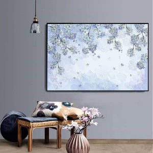 Tranh đơn Canvas vẽ hoa xanh CV01239