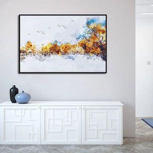 Tranh đơn trừu tượng cánh rừng vàng CV01252