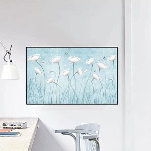 Tranh đơn vẽ hoa Poppy trắng CV01266