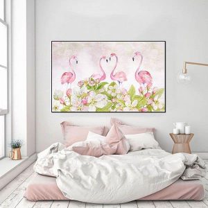 Tranh đơn vẽ chim hồng hạc và hoa CV01267