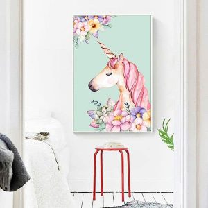 Tranh đơn vẽ kỳ lân hồng CV01281